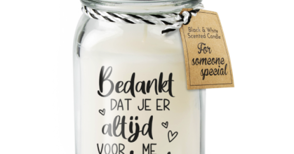 Black and white candle bedankt